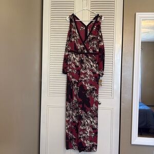 RACHEL Rachel Roy Red and Black Floral Jumpsuit